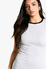 Contrast Binding Short Sleeve Mini Dress