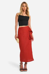 Drape Detail Split Midaxi Skirt
