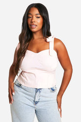 Plus Bengaline Tie Bow Corset Top
