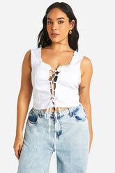 Plus Bengaline Lace Up Corset Top