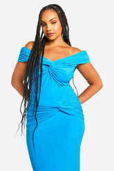 Plus Double Slinky Twist Front Off Shoulder Top