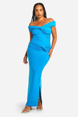 Plus Double Slinky Twist Front Off Shoulder Top