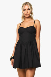 Cotton V Waist Milkmaid Skater Dress