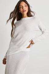 Soft Rib Knit Crew Neck Jumper And Maxi Skirt Co-ord
