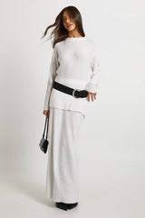 Soft Rib Knit Crew Neck Jumper And Maxi Skirt Co-ord