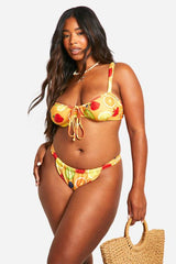 Plus Fruit Print High Side Bikini Brief