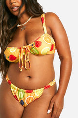 Plus Fruit Print High Side Bikini Brief