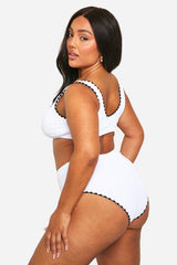Plus Crinkle Contrast Edge High Waisted Bikini Brief