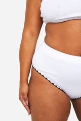 Plus Crinkle Contrast Edge High Waisted Bikini Brief