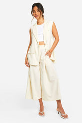 Tonal Pinstripe Wide Leg Culottes