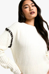 Premium Heavyweight Contrast Trim Jumper And Trouser Knitted Set