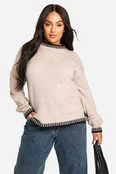 Plus Premium Contrast Trim Jumper