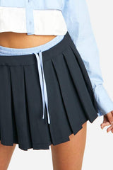 Contrast Waistband Tennis Mini Skirt