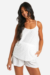 Maternity Daisy Broderie Cami And Short Pyjama Set