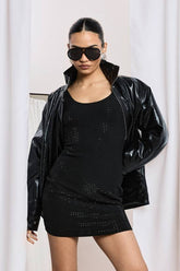 Hotfix Diamante Scoop Neck Mini Dress