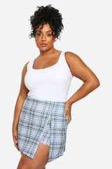 Plus Check Woven Stretch Tailored Split Skort