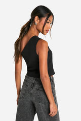 Woven One Shoulder Tailored Waistcoat