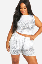 Plus Leopard Print Racer Vest Top