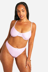 Plus Gingham Print Underwired Bikini Top