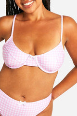 Plus Gingham Print Underwired Bikini Top