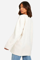 Collarless Oversized Longline Blazer