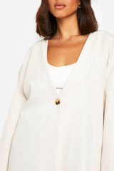 Collarless Oversized Longline Blazer