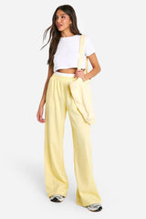 Contrast Waistband Wide Leg Trousers
