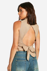 Super Stretch Mock Horn Button Fitted High Neck Waistcoat