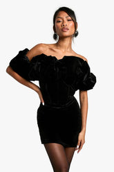 Extreme Ruffle Velvet Mini Dress