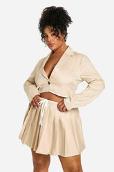 Plus Contrast Binding Pleated Mini Skirt