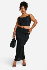 Plus Plisse Cami Top & Midaxi Skirt Co Ord