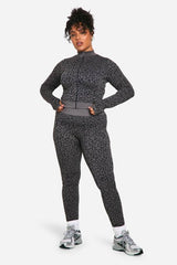 Plus Leopard Print Seamless Zip Through Jacket