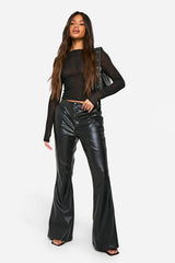 High Waisted Pu Flare Trouser