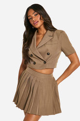 Contrast Button Cropped Blazer