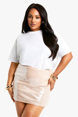 Plus Sheer Sequin Mini Skirt