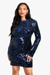 Plus Velvet Demask Bodycon Dress