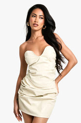 Pu Ruched Bandeau Corset