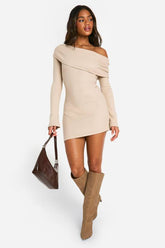 Brushed Rib Mini Long Sleeve Dress
