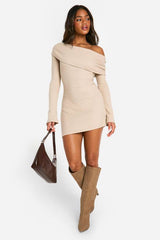 Brushed Rib Mini Long Sleeve Dress