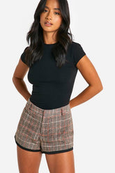 Petite Wool Look Check Micro Short