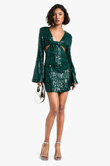 Tall Sequin Twist Front Mini Dress