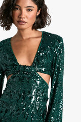 Tall Sequin Twist Front Mini Dress