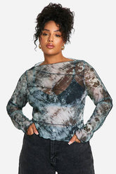 Plus Seam Detail Slouchy Long Sleeve Top