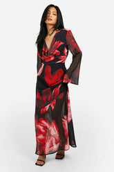 Petite Bold Floral Cowl Detail Maxi Dress