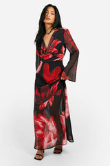 Petite Bold Floral Cowl Detail Maxi Dress
