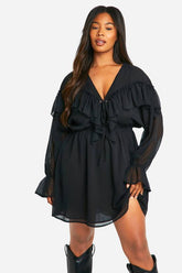 Plus Chiffon Ruffle Skater Dress