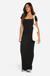 Lace Trim Rib Maxi Dress