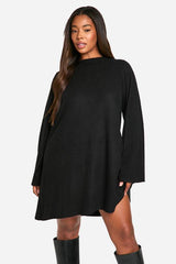 Plus Soft Rib Tie back Smock Dress