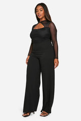 Plus Mesh Twist Detail Wide Leg Jumpsuit