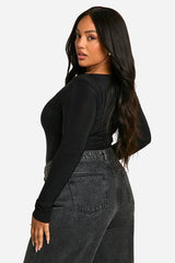 Boohoo Basics Plus Double Layer Slinky Scoop Bodysuit